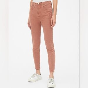 GAP High Rise True Skinny Raw Hem Ankle Jeans Dusty Rose Wash Zip Fly - 28